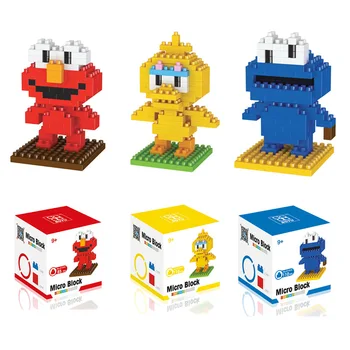 8138 Karikatür Elmas Yapı Taşları Mikro Tuğla Elmo Çerez Canavarlar Büyük Kuş Figürleri 3D Modeli Çocuklar İçin blok oyuncaklar