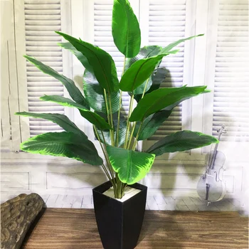 85cm 18 Kafaları Tropikal Monstera Büyük Yapay Palmiye Bitkileri Plastik Yapraklar Dalları Sahte Muz Ağacı Ev Bahçe Odası Dekor
