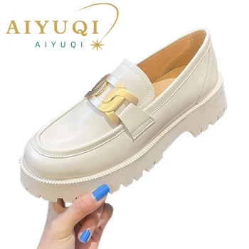 AIYUQI Ayakkabı Kadın Bahar 2023 Yeni Beyaz Kalın tabanlı Bayanlar Sneakers Hakiki Deri Rahat Trend Kız Ayakkabı Öğrenciler