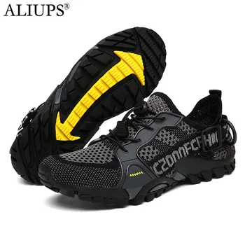 ALIUPS 36-47 Erkekler yürüyüş ayakkabıları Kaymaz Nefes Taktik Savaş asker botu Çöl Eğitim Sneakers Açık trekking ayakkabıları