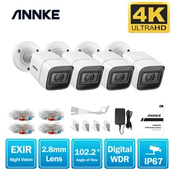 ANNKE 4 adet 4K HD IP67 Hava Koşullarına Dayanıklı Kameralar Kiti Kapalı Açık Analog CCT Güvenlik Kamerası