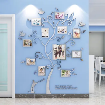 Akrilik Fotoğraf Çerçevesi Sticker DIY Aile Fotoğraf Ağacı Oturma Odası Yatak Odası için Ayna Duvar Çıkartmaları Sanat Ev Dekorasyonu