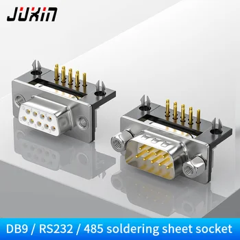 Altın kaplama DB9 iğne kaynak sac dişi ana RS232 / 485 / DB9 seri kavisli iğne 90 derece lehim levha bağlantısı