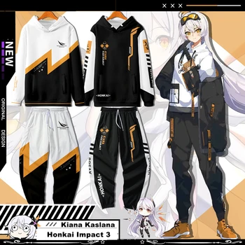 Anime Spor Kazak Oyunu Honkai Darbe 3 Kiana Kaslana Cosplay Hoodie HD Baskı Moda Ceket Artı Boyutu Cadılar Bayramı Kostümleri