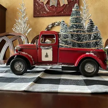 Araba Reçine Dekorasyon El Sanatları Araba Noel Ağacı Dekorasyon Çiftlik Evi Kırmızı Kamyon Ahşap Kamyon El Sanatları Ev Ağacı Dekorasyon için