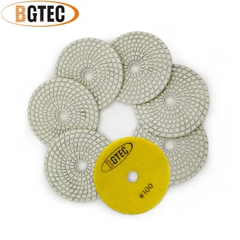 BGTEC 4 inç 7 adet #100 Profesyonel elmas esnek parlatma pedleri granit, mermer, seramik 100mm zımpara diski disk