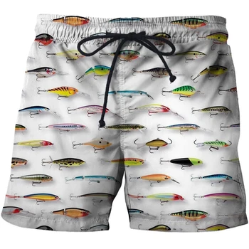 Balıkçılık 3D Baskı plaj şortu Balık Hayvanlar erkek Rahat Kurulu Şort Moda kısa pantolon Artı Boyutu Spor Pantolon Giyim