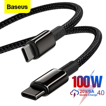 Baseus 100W USB C USB C Tipi Kablo USB-C Hızlı Şarj Veri Kablosu USBC Tip-C PD MacBook için kablo iPad Xiaomi Mi 10 Pro Samsung