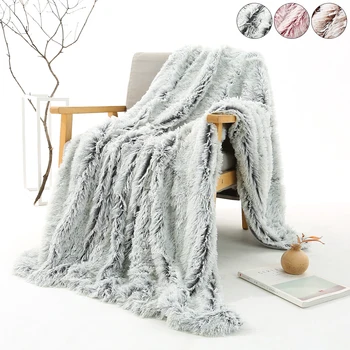 Batik Peluş Battaniye Taklit Kürk Kabarık yatak battaniyesi Kış Sıcak Atmak Battaniye Yatak Odası Dekoratif Tüylü Atmak Halı Kanepe İçin