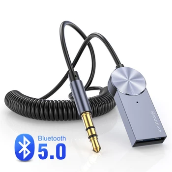 Bluetooth Alıcısı 5.0 Adaptörü Eller Serbest Bluetooth Araç Kitleri AUX Ses 3.5 mm Jack Stereo Müzik Kablosuz Alıcı Araba İçin