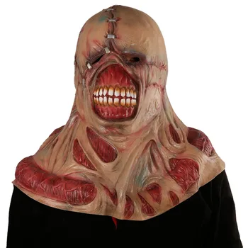 Cadılar bayramı Zombi Maskesi Korkunç Tyrant Korku Maskesi Cosplay Nemesis Kostüm Sahne Korku Filmi Lateks Maskeleri
