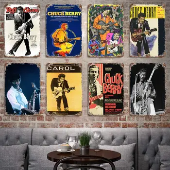 Chuck Berry Bantları metal Dekor Posteri Vintage Metal Tabela Metal Tabela Dekoratif Plak Pub Bar için Adam Mağara Kulübü Duvar Dekorasyon