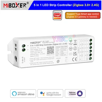 DC12V ~ 48V Miboxer Zigbee 3.0 + 2.4 G 5 in 1 LED Şerit Denetleyicisi İçin Tek Renk / Çift Beyaz / RGB / RGBW / RGB + CCT 2.4 G Uzaktan Kumanda