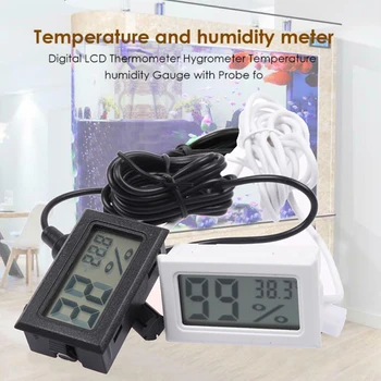 Dijital LCD Termometre Higrometre Sıcaklık nem ölçer Prob İle Araç Sürüngen Teraryum Balık Tankı Buzdolabı
