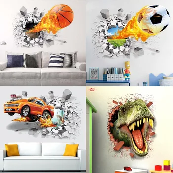 Duvar Sticker 3D Duvar Dekorasyon 3D Kreş Dekor Çocuk çocuk Odası Duvar Kağıdı Vinil Araba Çıkartmaları Çocuk Odası için Dinozor Duvar