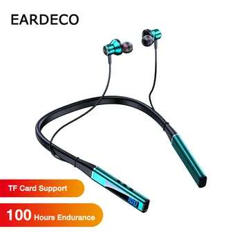 EARDECO 100 Saat Çalma Bluetooth Kulaklık Stereo Bas kablosuz kulaklıklar Boyun Bandı Su Geçirmez Spor kulaklıklar TF Kart