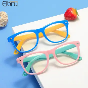 Elbru moda Anti mavi ışık çocuk gözlük şeker renk kare erkek kız mavi ışık engelleme okuyucu gözlüğü gözlük gözlük