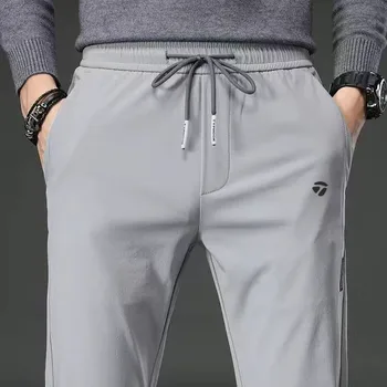 Erkek Golf Pantolon Sonbahar Kış Golf Kıyafeti elastik kemer Kalınlaşmak Sıcak Gevşek Pantolon Esneklik erkek Rahat Spor Pantolon