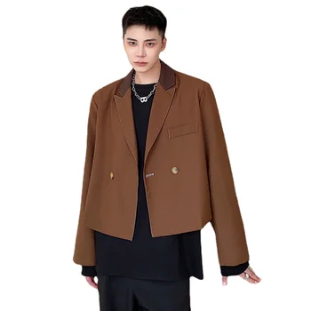 Erkekler Gevşek Casual Vintage Trend Moda Kısa Küçük Takım Elbise Ceket Blazer Erkek Genç Kore Streetwear Blazers Takım Elbise Ceket