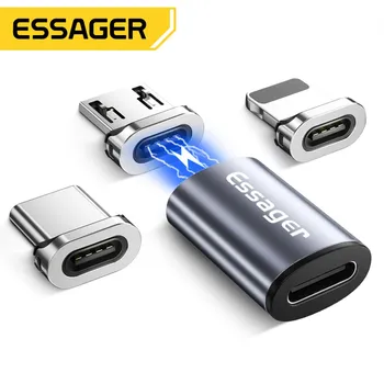Essager mikro USB Tip C Manyetik Adaptör iPhone Xiaomi Samsung İçin USBC mikro usb Dönüştürücü Mıknatıs Şarj USB-C Konektörü