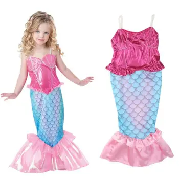 Fantezi Kızlar Mermaid Kuyruk Swimmable Bikini Set Mayo Mayo Yüzme Kostüm Küçük Güzellik balık cosplay performans giyim