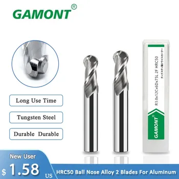GAMONT freze kesicisi Hrc50 Topu Burun Alaşım 2 Bıçakları Tungsten Çelik Araçları Alüminyum Cnc Toptan Ağaç İşleme Ahşap Kesiciler