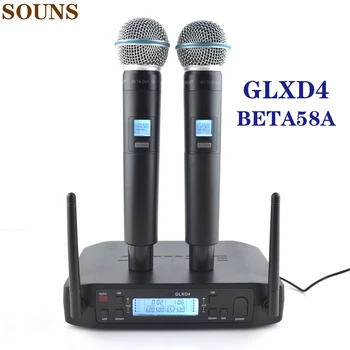 GLXD4 Profesyonel UHF Kablosuz Mikrofon BETA58A El Mic Sahne Konuşma Düğün Gösterisi Bandı Ev Partisi Kilise, Logo İle