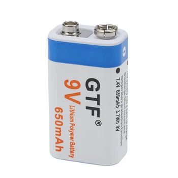 GTF Orijinal 9 V 500 mAh 650 mah 100 % kapasiteli şarj edilebilir pil li-ion polimer pil AB / ABD plug 9 v pil şarj cihazı