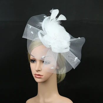Gelin Düğün Fascinator Şapka Kadın Tüy Örgü Phillbox saç bandı Klip Kentucky Derby Parti Bayanlar Saç Aksesuarı