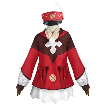 Genshin Darbe Cosplay Klee Cosplay Kostüm Sırt Çantası Peruk Ayakkabı Loli Parti Kıyafet Üniforma Noel Cadılar Bayramı Karnaval Kostüm