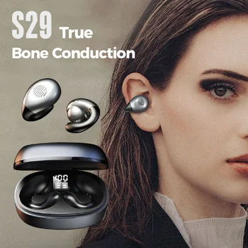 Gerçek Kemik İletim Bluetooth Kulaklık kulak klipsi Küpe kablosuz mikrofonlu kulaklıklar Çağrı Dokunmatik Kontrol Spor Kulaklıklar Sıcak