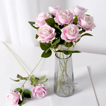 Güzel Gül Flanel buket çiçekler Buket Yapay Yüksek Kaliteli Sahte Çiçekler Ev Düğün DIY Dekorasyon kapalı
