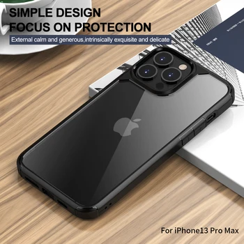 Güçlendirilmiş Darbeye Dayanıklı Zırh Vaka iPhone 14 13 11 12 Pro Max Mini XR X XS 7 8 Artı SE Şeffaf Akrilik Arka + Siyah TPU Çerçeve
