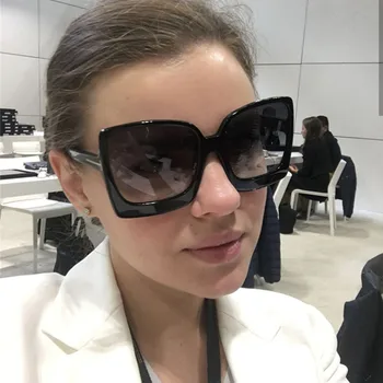 HBK Bayanlar Kare Güneş Gözlüğü 2019 Yeni Stil güneş gözlüğü Marka Tasarım Kadınlar Büyük Çerçeve Gözlük Açık Shades Gözlük Oculos