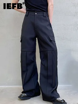 IEFB Moda Erkek rahat pantolon Cep 2023 Yeni İnce İnce Gevşek Düz Renk Gevşek Kore Tarzı Mizaç 9A1608