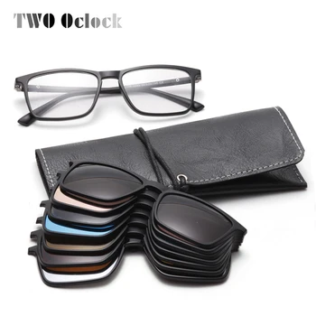 IKI Oclock 7 İn 1 Mıknatıs Güneş Gözlüğü Erkekler Polarize Klip Gözlük Kadın Kare Reçete Gözlük Çerçeveleri 3D Sarı Oculos A2249