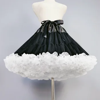Japon Yumuşak Kızlar Kadınlar Lolita Elbise Petticoats Jüpon Vestido Loli Etek Siyah Tutu Bale Balo Altında Kısa Elbise