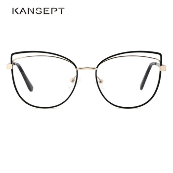 KANSEPT Metal Kadın Gözlük Çerçevesi Kedi Gözü Moda Marka Tasarım Kadın Optik gözlük çerçevesi 2021 Yeni Varış Yüksek Kaliteli