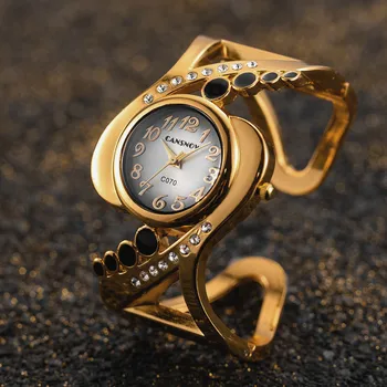 Kadınlar İçin lüks İzle Zarif Gümüş Altın Paslanmaz Çelik Bilezik Üst Marka Bayanlar Rhinestone Bilek Saatler Saat montre femme