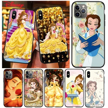 Kapak Disney Belle Prenses Telefon Kılıfı İçin Apple iPhone 14 13 12 11 Pro Max Mini XS Max X XR Silikon Siyah Kabuk