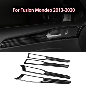 Karbon Fiber İç Kapı Kolu Paneli Şerit krom çerçeve Trim için Ford Fusion Mondeo 2013-2020 Dekor Aksesuarları