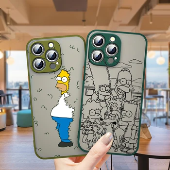 Karikatür Sevimli Simpsons Apple iPhone 13 12 11 Mini XS XR X Pro MAX 8 7 Artı Buzlu Saydam Funda Çapa telefon kılıfı