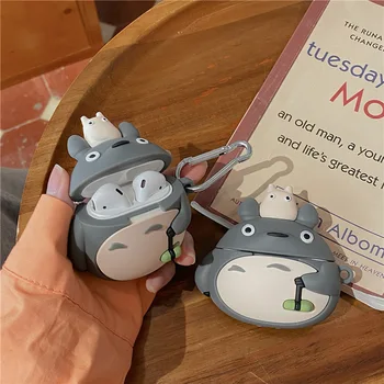 Karikatür Sevimli Totoro 3D AirPods durumda 1 2 Kawaii Kedi Yumuşak Silikon kablosuz bluetooth Kulaklık koruma kapağı Airpods İçin Pro