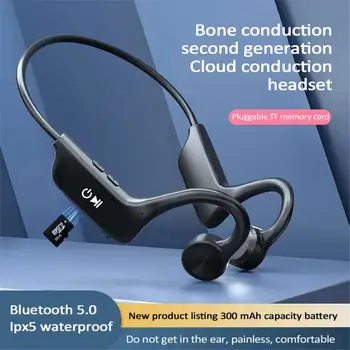 Kemik İletim Kulaklık kablosuz bluetooth 5.1 Kulaklık Açık Spor Kulaklıklar mikrofonlu kulaklık Android Ios İçin Destek SD Kart