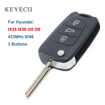 Keyecu Çevirme Uzaktan Anahtar Fob Hyundai IX35 I20 I30 2008 2009 2010 2011 2012, 3 Düğme 433MHz ID46 Çip Araba Anahtarı