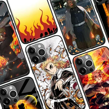 Kyojuro Rengoku Kimetsu hiçbir Yaiba Anime Yumuşak Tpu Cam Telefon Kılıfı için iPhone 6s Se3 7 8 14 Artı XR X XS 11 12 13 Mini 14 Pro Max