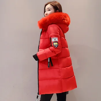 Kış Kadın Soğuk Ceket Parkas Orta uzunlukta Kapşonlu kapitone ceket Büyük Kürk Yaka Sıcaklık Ceket Ucuz Toptan Ücretsiz Kargo Moda