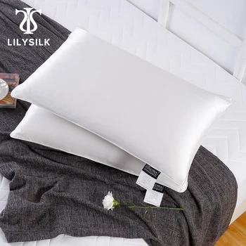 LILYSILK 100 İpek Dolgulu Yastık İpek Kabuk 1 Adet Saf Doğal Dolum Uyku için Lüks Ev Tekstili Ücretsiz Kargo