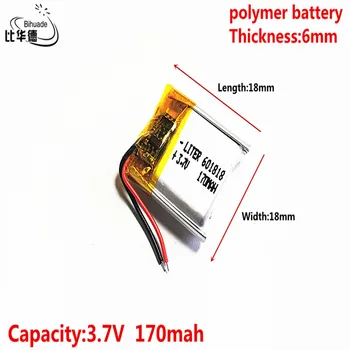 Litre enerji pil 3.7 V 170MAH 601818 Lityum Polimer LiPo şarj edilebilir pil İçin Mp3 kulaklık PAD DVD bluetooth kamera