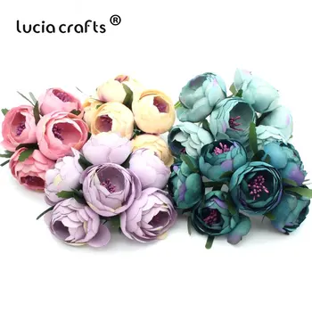 Lucia el sanatları 6 adet/grup Çapı 45mm Ipek Yapay çiçek Buketi Mini Çiçekler Düğün Parti Dekorasyon Için A0105